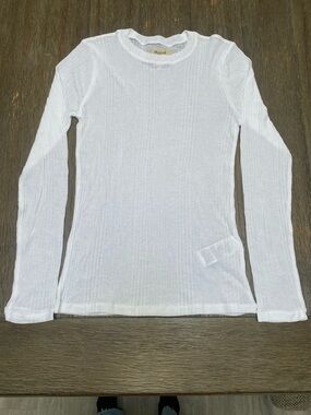 Madewell White Ribbed Crewneck Top size small